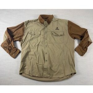 Remington Outdoor Clothing Mens XL Tan Brown Canvas Hunting Shirt Button Down